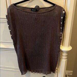 Worth Charcoal Blouse with Pearl Button Detail